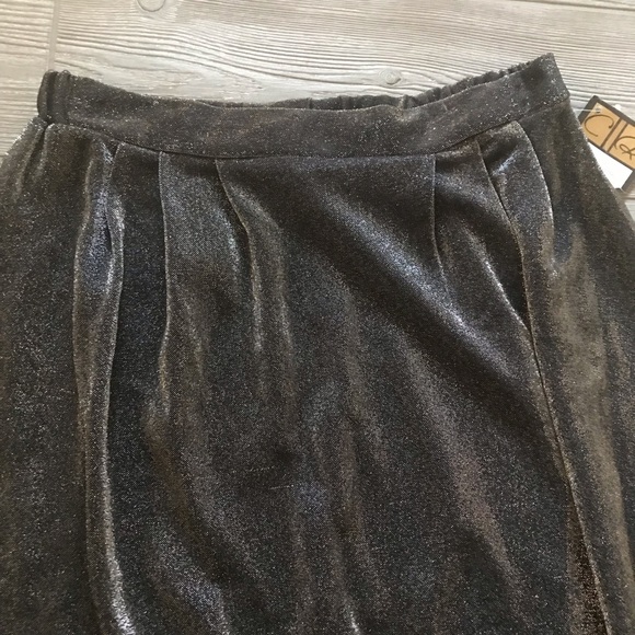 VINTAGE Black Metallic Midi Skirt By Carroll Reed NWT - Picture 6 of 10